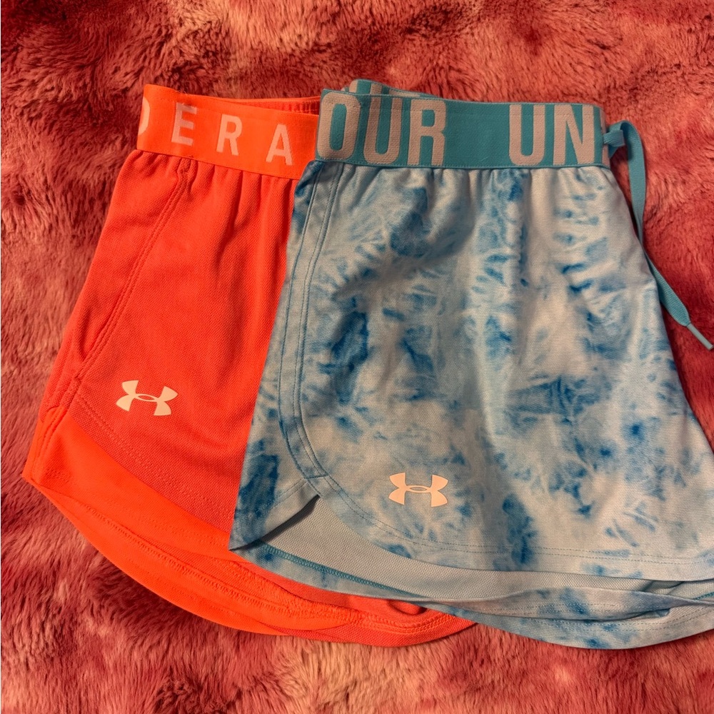 Under Armour Coral and Blue Tie-Dye Athletic Shorts